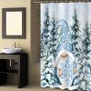 ChristmasShower Curtain Set with Hook 54" x 78", Washable Cloth Polyester Fabric Shower+Curtain, Waterproof Bath Curtains for Bathroom, Showers, Bathtubs Decor Accessories Blue Winter Gnomes Snowflake view 4