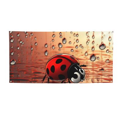 Art Ladybug Tracks Banner Holiday Backdrop for Outdoor Happy Birthday Decorations Yard Signs Christmas Banners Fence Hanging Flag Home Decoration for Party Wedding Business