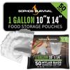 50 Mylar Bags for Food Storage, Airtight 7-Mil Thick Gusseted Zip Lock, Long Term, Reusable, Emergency Food Supply & Freeze Dryer Bags - 1 Gallon 10x14 Inch view 1