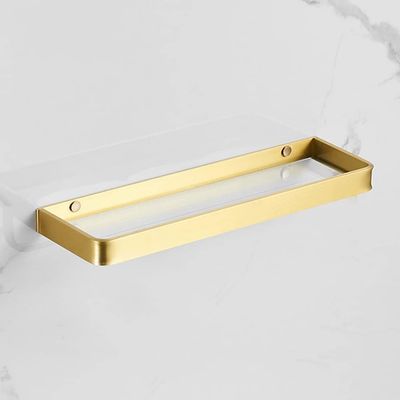 BAHELS Shower Caddy Wall Mounted Bathroom Shower Shelf with Towel Bar, Aluminum Toilet Storage Holder Glass Frame Bathroom Organizer (Color : 40cm)