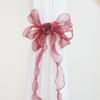 qbodp 2 Pack Curtain Tiebacks Flower Bow Tie Backs for Drapes, Elegant Curtain Holdbacks Home Decor Curtain Ties for Girl Room, Dark Red view 2