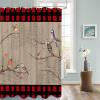 Christmas BirdShower Curtain Set with Hook 72" x 78",Washable Cloth Polyester Fabric Shower+Curtain,Waterproof Bath Curtains for Bathroom,Showers,Bathtubs Decor Farmhouse Buffalo Plaid Red Black view 3