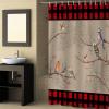 Christmas BirdShower Curtain Set with Hook 72" x 78",Washable Cloth Polyester Fabric Shower+Curtain,Waterproof Bath Curtains for Bathroom,Showers,Bathtubs Decor Farmhouse Buffalo Plaid Red Black view 4