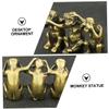 ARTIBETTER 3pcs Metal Brass Animal Sculptures Monkey Statue for Decor Desktop Ornament Home Ape Statue Wise Gestures view 3