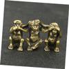 ARTIBETTER 3pcs Metal Brass Animal Sculptures Monkey Statue for Decor Desktop Ornament Home Ape Statue Wise Gestures view 4