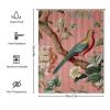 Yinrune Blush Bird Flower Floral Shower Curtain Set with Hooks Chinoiserie Style Shower Curtain Asian Inspired Bath Curtains Bathroom Decor Polyester Fabric Shower Curtains with Holes view 2