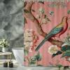 Yinrune Blush Bird Flower Floral Shower Curtain Set with Hooks Chinoiserie Style Shower Curtain Asian Inspired Bath Curtains Bathroom Decor Polyester Fabric Shower Curtains with Holes view 3