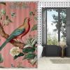 Yinrune Blush Bird Flower Floral Shower Curtain Set with Hooks Chinoiserie Style Shower Curtain Asian Inspired Bath Curtains Bathroom Decor Polyester Fabric Shower Curtains with Holes view 4