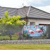 Tropical flamingos Banner Holiday Backdrop for Outdoor Happy Birthday Decorations Yard Signs Christmas Banners Fence Hanging Flag Home Decoration for Party Wedding Business view 4