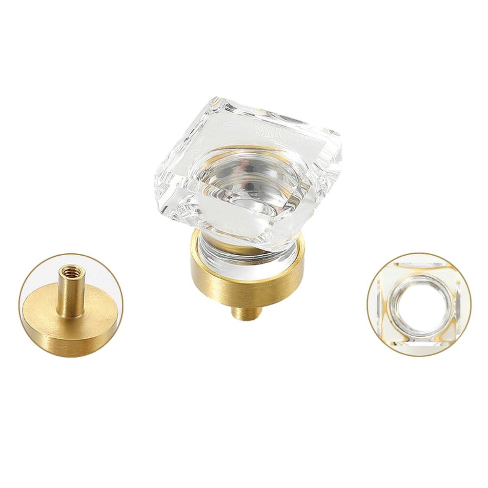 Cabinet Knobs with,Crystal Glass Door Drawer Knobs,Cabinet Handles Pulls 4 Pack Crystal Dove Egg Champagne Wardrobe Door Knobs and Handles Kitchen Cabinet Transparent Small Handles Cube Shape-Champagn