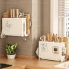 Kitchen Knife Drying Holder, Kitchen Knife Holder, Kitchen Knife Organizer, Integrated Chopsticks Cutting Board Storage Rack Organizer (White) view 2