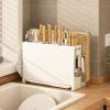 Kitchen Knife Drying Holder, Kitchen Knife Holder, Kitchen Knife Organizer, Integrated Chopsticks Cutting Board Storage Rack Organizer (White) view 3