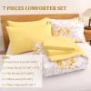 WONGS BEDDING Yellow Comforter Set King, 7 Pieces Botanical Bed in a Bag Comforter Gloden Leaves Bedding Set Soft Microfiber King(1 Comforter,2 Pillowcase,2 Pillow Shams,1 Flat Sheet,1 Fitted Sheet) view 4