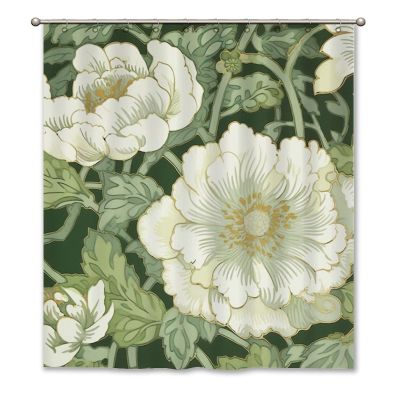 Yinrune Chinoiserie Shower Curtain Gray Purple Green Chinoiserie Floral Bathroom Shower Curtain Asian Flowers Boho Shower Curtain 60x72in Polyester Fabric Shower Curtain Set Bathroom Decor