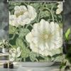 Yinrune Chinoiserie Shower Curtain Gray Purple Green Chinoiserie Floral Bathroom Shower Curtain Asian Flowers Boho Shower Curtain 60x72in Polyester Fabric Shower Curtain Set Bathroom Decor view 3