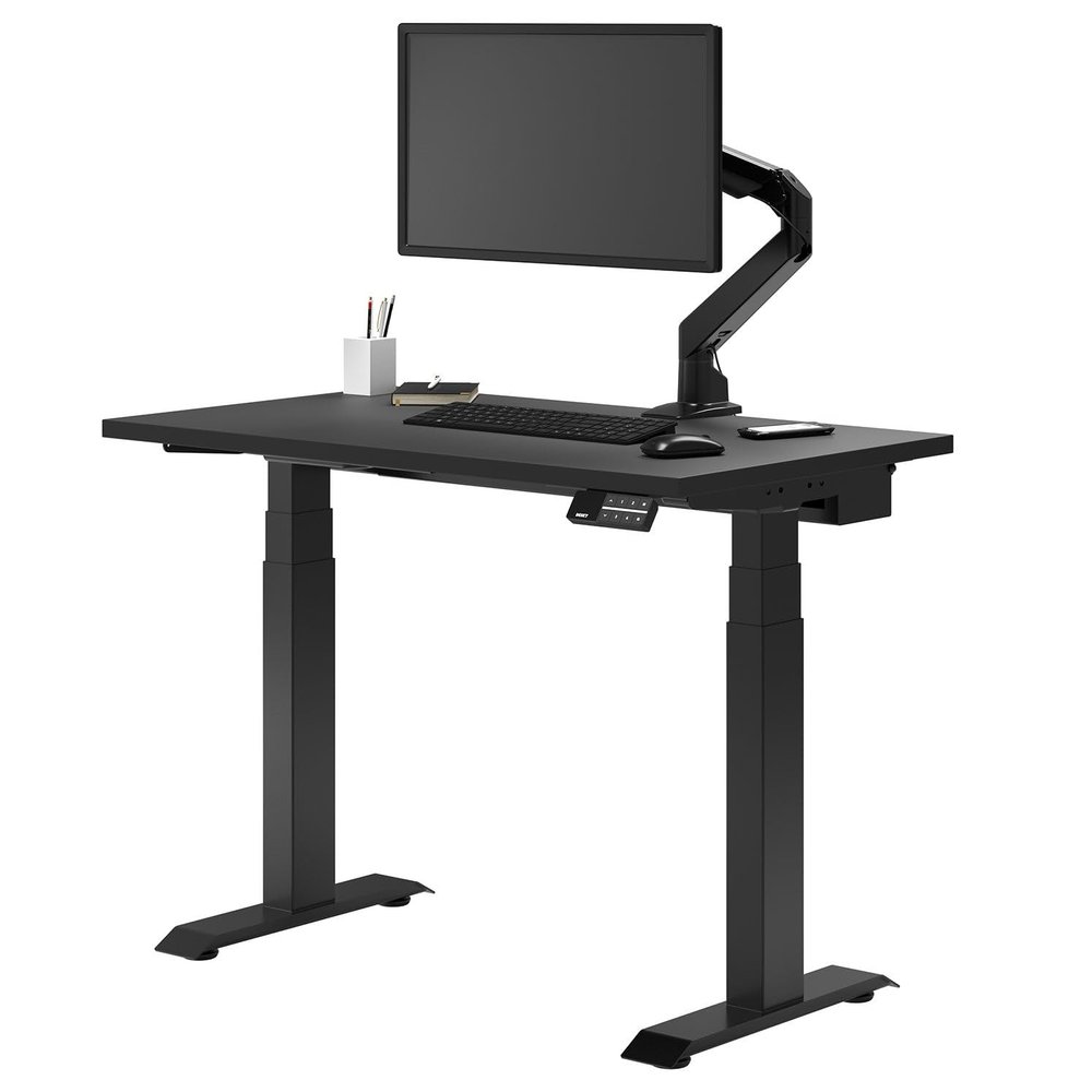 Desky Dual Mini Sit Stand 32 x 20 in Compact Desk with Dual Motors, 3-Stage Height Range, 4 Memory Presets  One-Piece Top for Home Office Black