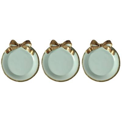 jojofuny 3pcs Elegant Round Platter Bow- for Serving Desserts and Fruits at Parties Smooth Finish Decorative Tableware