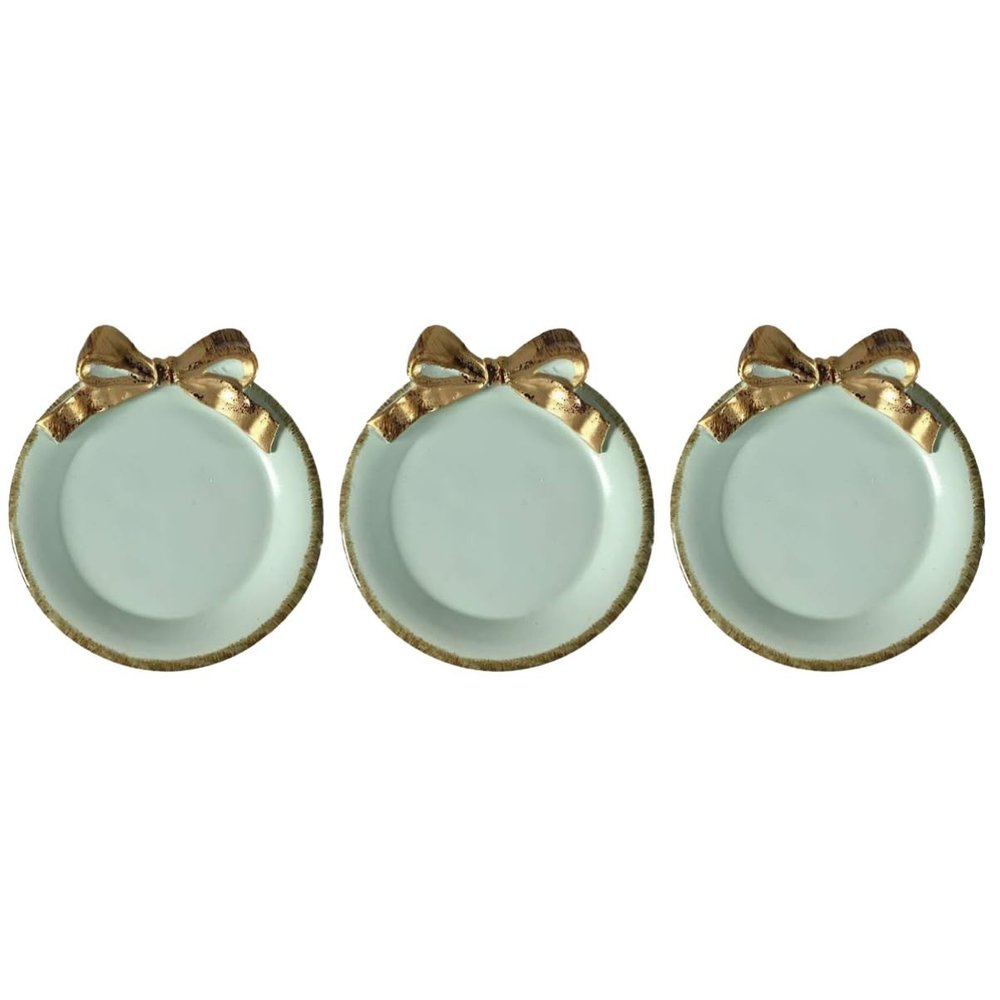 jojofuny 3pcs Elegant Round Platter Bow- for Serving Desserts and Fruits at Parties Smooth Finish Decorative Tableware