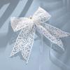 qbodp 6 Pack Lace Bow Curtain Tiebacks Embroidery Tie Backs for Drapes, Wedding Venue Decorative Curtain Holdbacks, White view 2