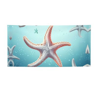 Starfish Banner Holiday Backdrop for Outdoor Happy Birthday Decorations Yard Signs Christmas Banners Fence Hanging Flag Home Decoration for Party Wedding Business