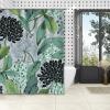Yinrune Chinoiserie Shower Curtains for Bathroom Black and Green Floral Flower Bathroom Shower Curtain Asian Modern Shower Curtain 60x72in Polyester Fabric Shower Curtain Set Bathroom Decor view 4