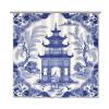 Yinrune Chinoiserie Style Blue and White Shower Curtains for Bathroom 72x72in Asian Pagoda Bath Curtains Farmhouse Shower CurtainPolyester Fabric Shower Curtain Set with Hooks view 1