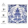 Yinrune Chinoiserie Style Blue and White Shower Curtains for Bathroom 72x72in Asian Pagoda Bath Curtains Farmhouse Shower CurtainPolyester Fabric Shower Curtain Set with Hooks view 2
