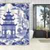 Yinrune Chinoiserie Style Blue and White Shower Curtains for Bathroom 72x72in Asian Pagoda Bath Curtains Farmhouse Shower CurtainPolyester Fabric Shower Curtain Set with Hooks view 4