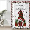 Gnomes RedShower Curtain Set with Hook 66" x 72",Washable Cloth Polyester Fabric Shower+Curtain,Waterproof Bath Curtains for Bathroom,Showers,Bathtubs Decor Christmas Green Tree Gift Snowflake White view 1