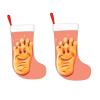 AdaNti Happy Foot Print Christmas Stockings with Plush Cuff Soft Xmas Hanging Stockings Xmas Decoration for New Year Xmas Party 1 Pack 17.7 Inch view 3