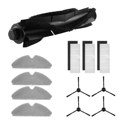 Accessories Kit Compatible with Onson J30/J30 Pro Robotic Vacuum Cleaner Replacement Parts, 1 Main Roller Brush, 4 Side Brush, 3 HEPA Filters, 4 Mop Cloth