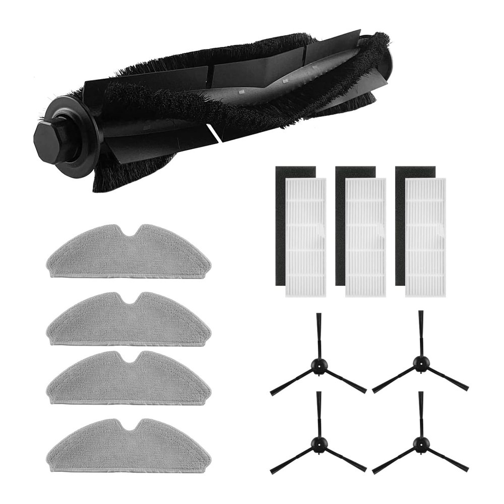 Accessories Kit Compatible with Onson J30/J30 Pro Robotic Vacuum Cleaner Replacement Parts, 1 Main Roller Brush, 4 Side Brush, 3 HEPA Filters, 4 Mop Cloth