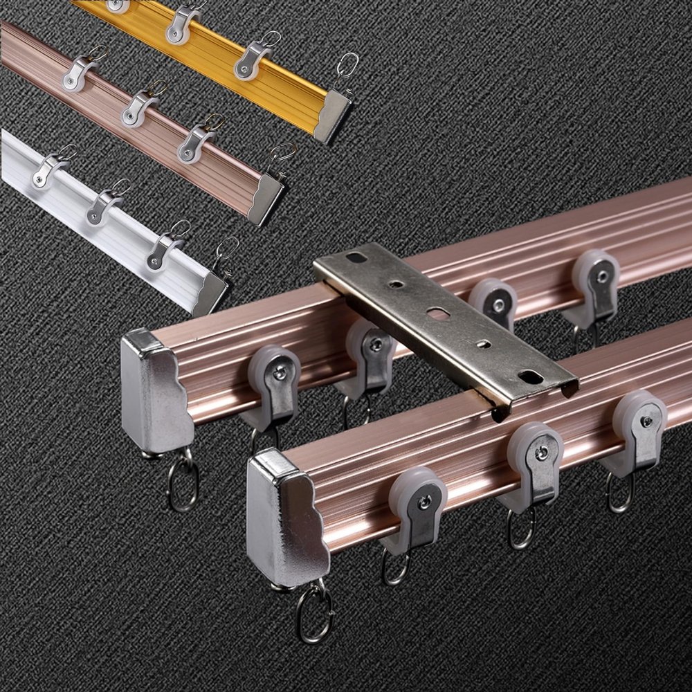 Aluminum Flexible Curtain Rail Ceiling, Ceiling/Wall Mounting Heavy-Duty Curtain Rails Double Track For Privacy Living Room Bedroom Shower Room Divider ( Color : Rose gold Ceiling Mount , Size : 13.1f