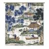 Yinrune Chinoiserie Shower Curtain Blue and Kelly Green Asian Scenic Shower Curtains Asian Farmhouse Shower Curtain 64x72in Polyester Fabric Shower Curtain Set with Hooks Bathroom Decor view 1