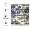 Yinrune Chinoiserie Shower Curtain Blue and Kelly Green Asian Scenic Shower Curtains Asian Farmhouse Shower Curtain 64x72in Polyester Fabric Shower Curtain Set with Hooks Bathroom Decor view 2