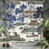 Yinrune Chinoiserie Shower Curtain Blue and Kelly Green Asian Scenic Shower Curtains Asian Farmhouse Shower Curtain 64x72in Polyester Fabric Shower Curtain Set with Hooks Bathroom Decor view 3