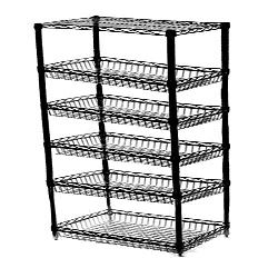 Omega 24" Deep x 36" Wide x 54" High 6 Tier Stationary Black Basket Unit