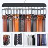 Belt Hanger for Closet, Sturdy Wood Belt Rack Closet Accessories with 14 Hooks Belt Organizer for Closet Organizers and Storage Max 42 Belts-Black 2 Pack view 2
