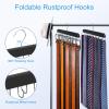 Belt Hanger for Closet, Sturdy Wood Belt Rack Closet Accessories with 14 Hooks Belt Organizer for Closet Organizers and Storage Max 42 Belts-Black 2 Pack view 4