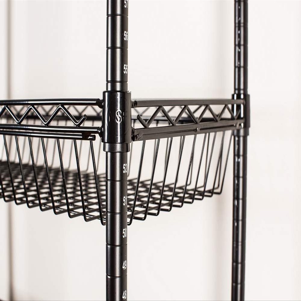 Omega 24" Deep x 36" Wide x 74" High 5 Tier Stationary Black Basket Unit