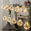 9.84ft 10 Lights Christmas Wishing Ball String Lights, Xmas Santa, Snowman, Curtain Lights for Home Window Ornaments, Indoor Outdoor Waterproof for Patio, Lawn, Garden, DIY Decoration, Snow (C) view 1