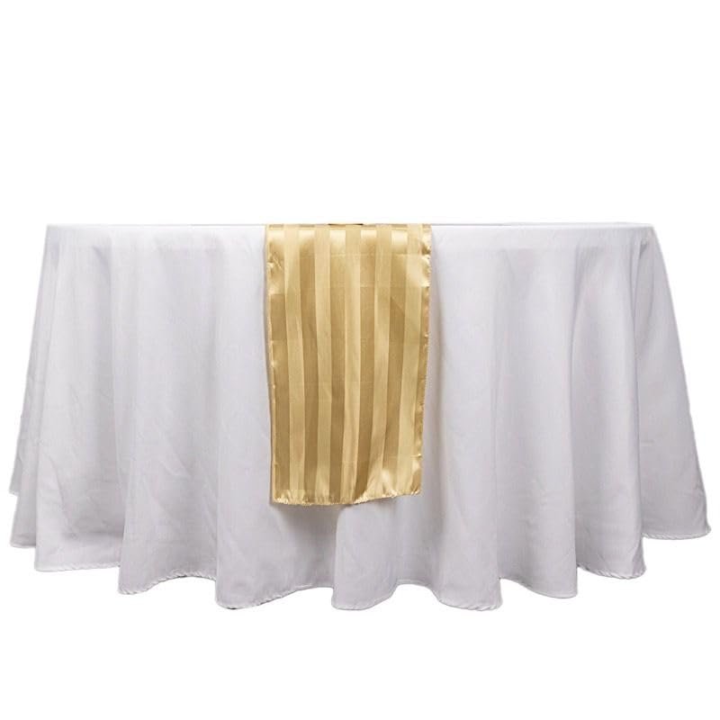 12x108 in Champagne Stripes Satin Table Runner Wedding Party Linens Events Reception Catering Tableware Home Decorations Supplies