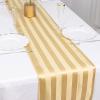 12x108 in Champagne Stripes Satin Table Runner Wedding Party Linens Events Reception Catering Tableware Home Decorations Supplies view 2