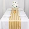 12x108 in Champagne Stripes Satin Table Runner Wedding Party Linens Events Reception Catering Tableware Home Decorations Supplies view 3
