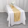 12x108 in Champagne Stripes Satin Table Runner Wedding Party Linens Events Reception Catering Tableware Home Decorations Supplies view 4