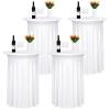 4 Pack White Round Cocktail Table Skirt, 32" x 43" Spandex Stretch Cocktail Tablecloth with Wavy Drapes, Fitted High Top Table Covers for Wedding Parties, Patio, Bar, Banquet view 1