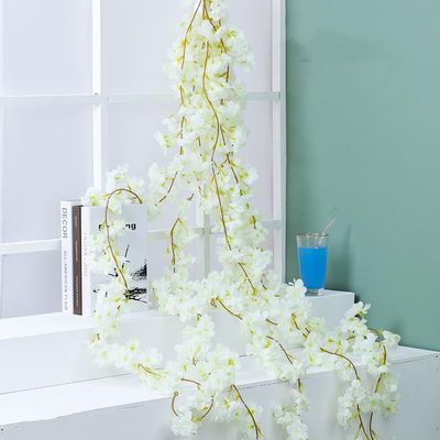 Artificial Cherry Blossom Vine Winding Air Conditioning Pipe Vine Flower Strip Tree Simulating Plastic Fake Flower Vine Decorative Flower Vine