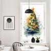 Abstract Christmas Tree Window Privacy Film Doodle Snowflakes Stars Nature Landscapes Stained Glass Window Film Sun Blocking Heat Control Decorative Window Covering Film for Home Office 27.6Wx39.4L view 3