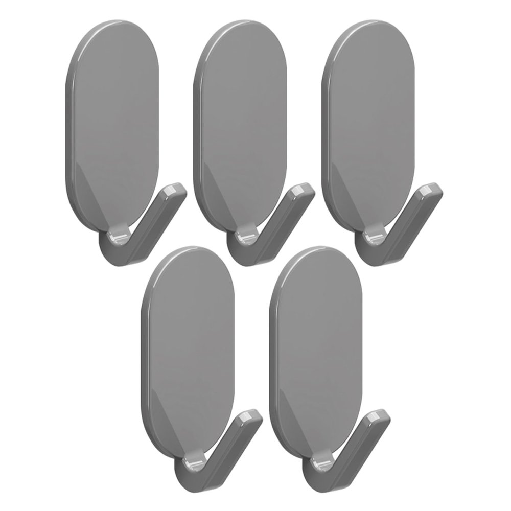 VALINK Plastic Towel Hooks, 5 or 10PCS Self Adhesive Waterproof Wall Hanger for Shower, Bathroom, Kitchen, Glass Door, Grey