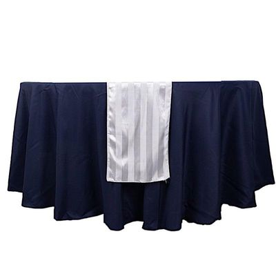 Balsa Circle 12x108 in White Stripes Satin Table Runner Wedding Party Linens Events Reception Catering Tableware Home Decorations Supplies